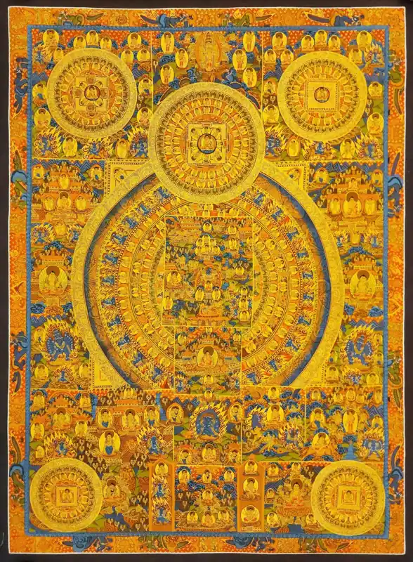 Peinture de Thaṇgka de Mandala sur toile de coton
