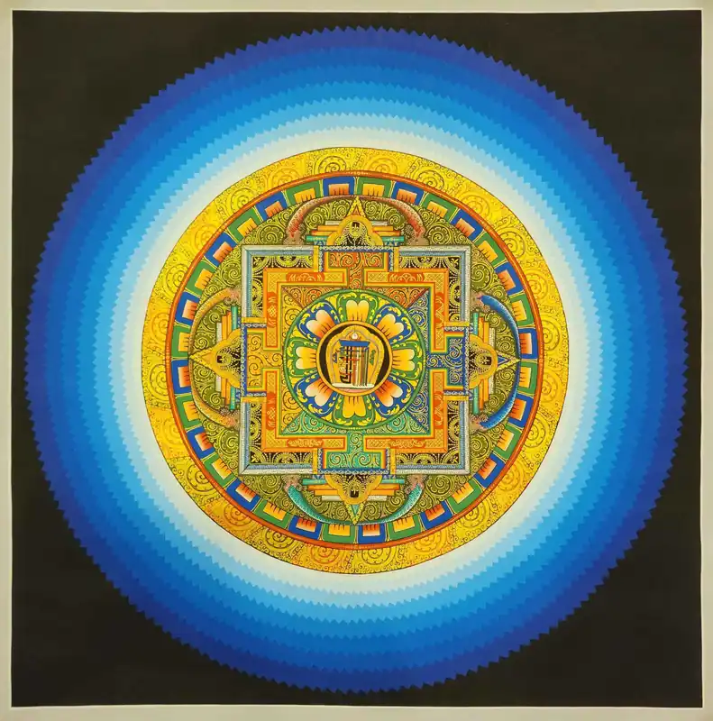 Thangka du Mandala de Kalachakra – Art sur toile en coton