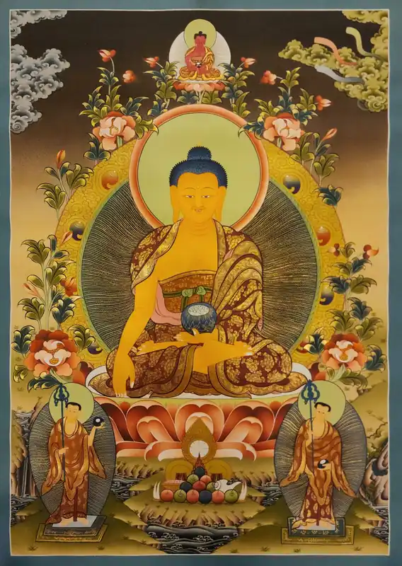 Thangka tibétain de Shakyamuni Bouddha