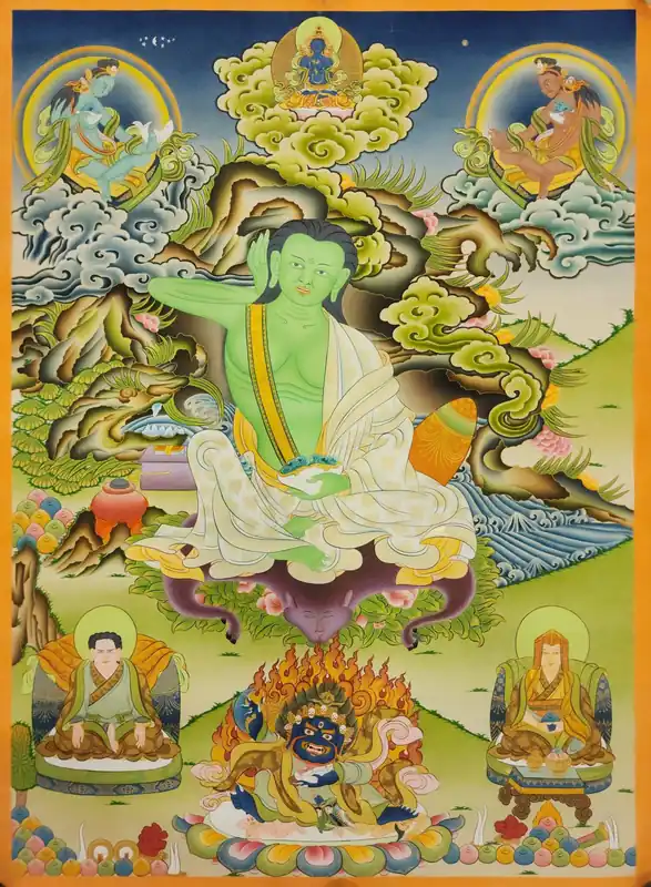 Thangka de Milarepa sur toile de coton – Œuvre d’art traditionnelle
