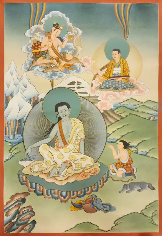 Thangka de Milarepa – Art en toile de coton fait main