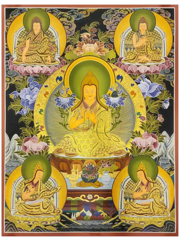 Thangka de Tsongkhapa sur toile de coton