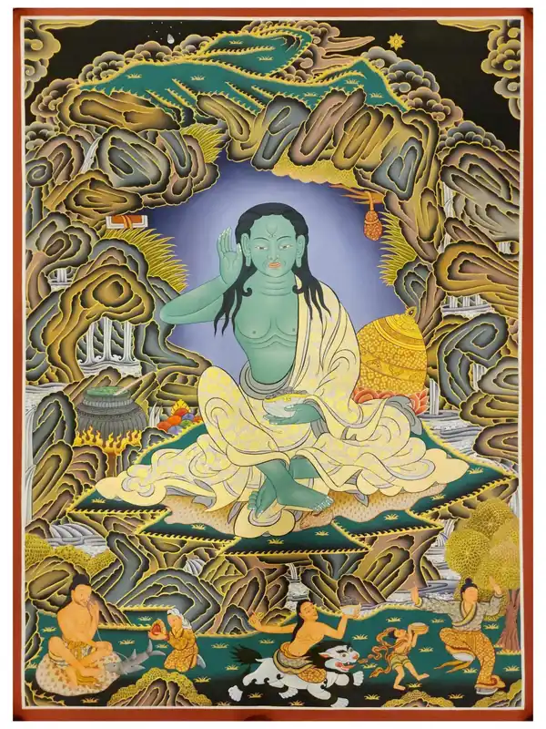 Thangka de Milarepa sur toile de coton