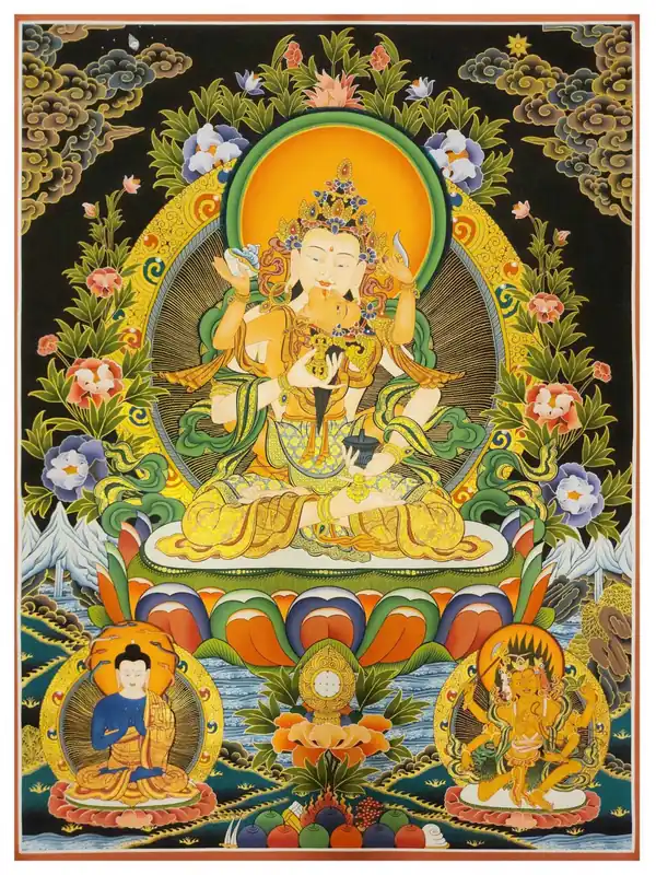 Thangka de Vajrasattva Shakti avec Nagarjuna