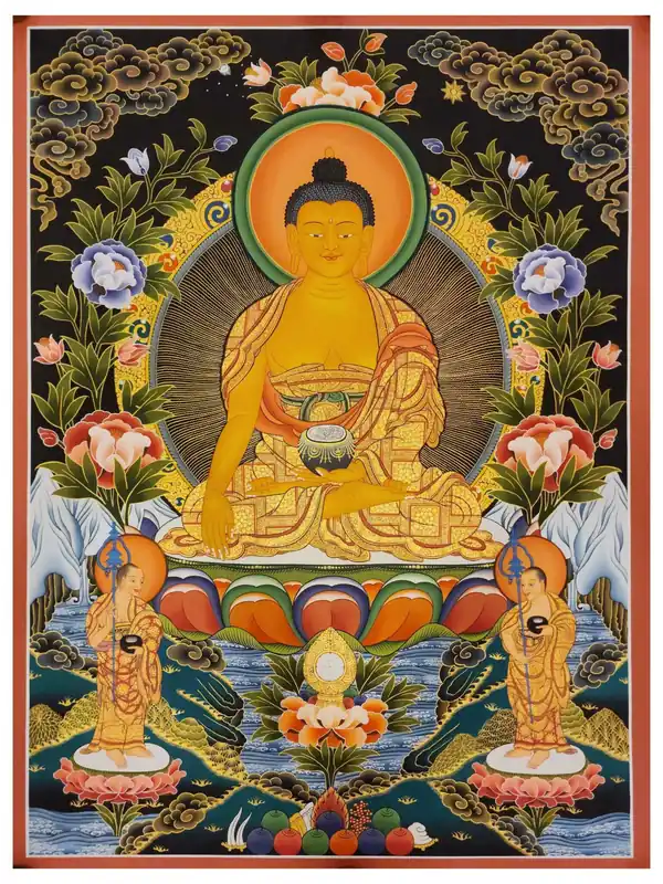 Thangka de Shakyamuni Bouddha sur toile de coton