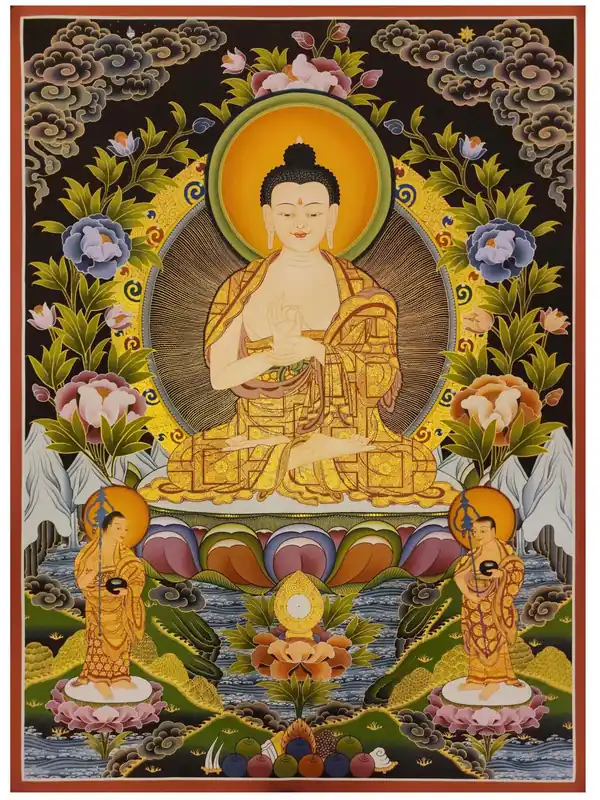 Thangka du Bouddha Vairochana sur toile de coton