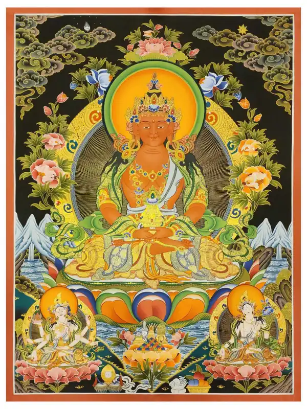 Thangka aparimits de Namgyalma et Tara Blanche