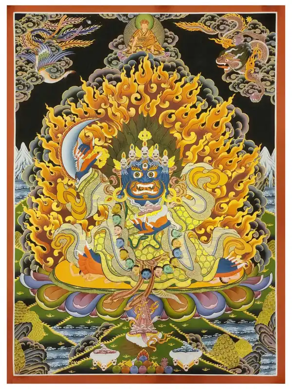 Thangka de Mahakala sur toile de coton