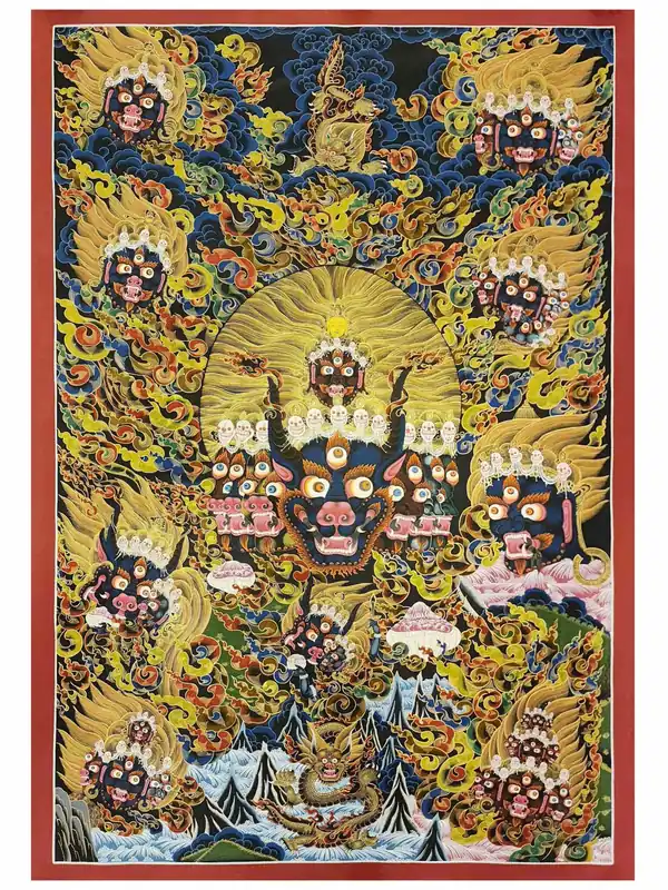 Thangka de Yamantaka sur toile de coton