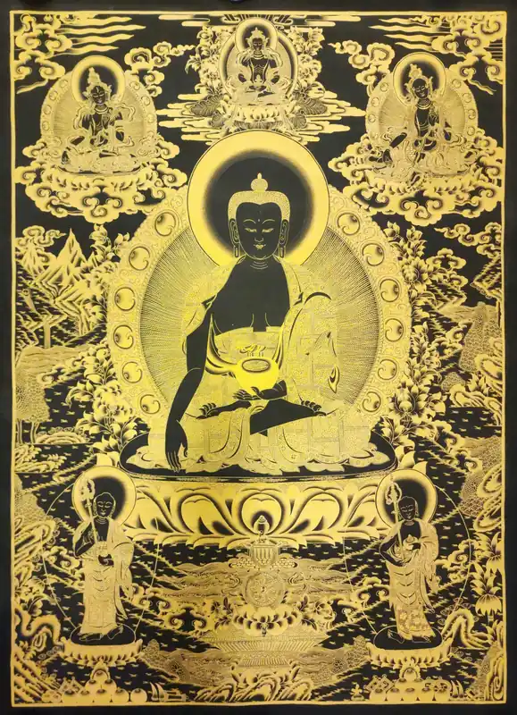 Thangka de Shakyamuni Bouddha sur toile de coton