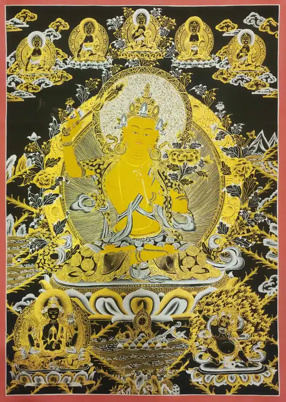 Thangka de Manjushri sur toile de coton