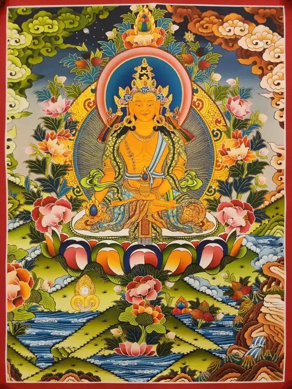 Thangka du Bouddha Ratnasambhava sur toile de coton