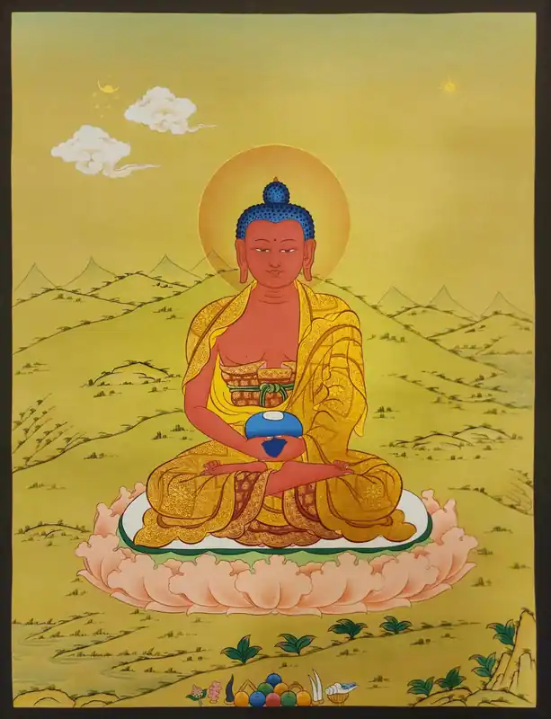 Thangka d’Amitabha Bouddha sur toile de coton