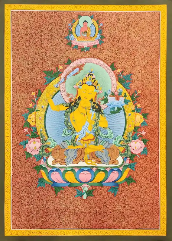 Thangka de Manjushri sur toile de coton