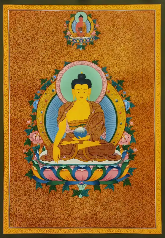 Thangka de Shakyamuni Buddha sur toile de coton