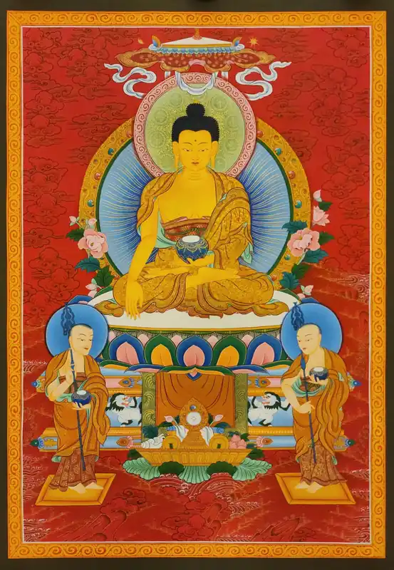 Thangka de Shakyamuni Bouddha sur toile de coton