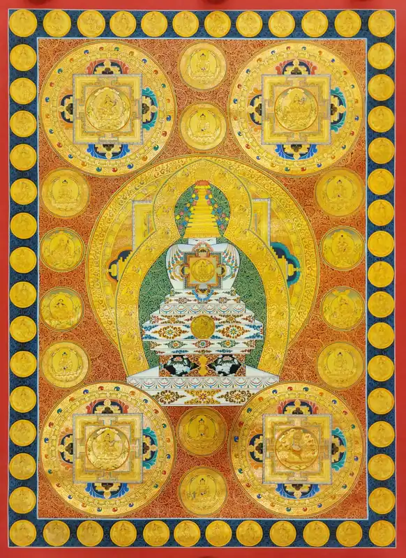 Peinture thangka de stupa en toile de coton tibétain