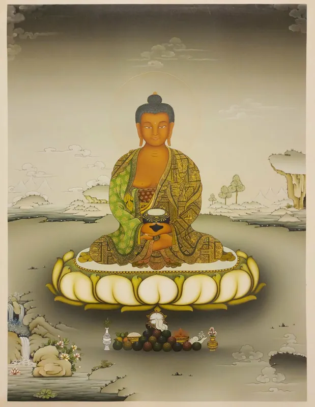 Thangka d’Amitabha Bouddha dans le style Karma Gadri