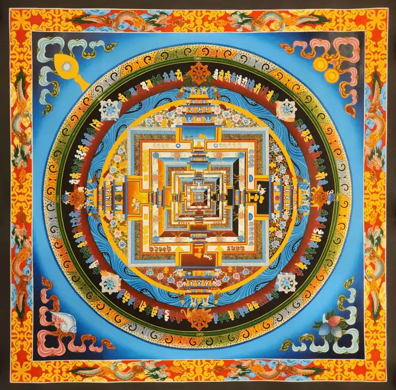 Thangka du Mandala de Kalachakra sur Toile de Coton