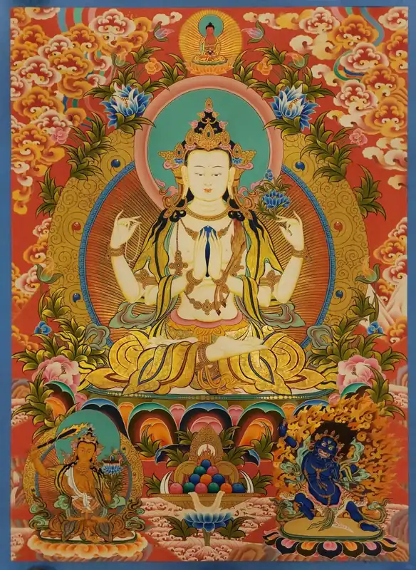Thangka de Chenrezig sur toile de coton