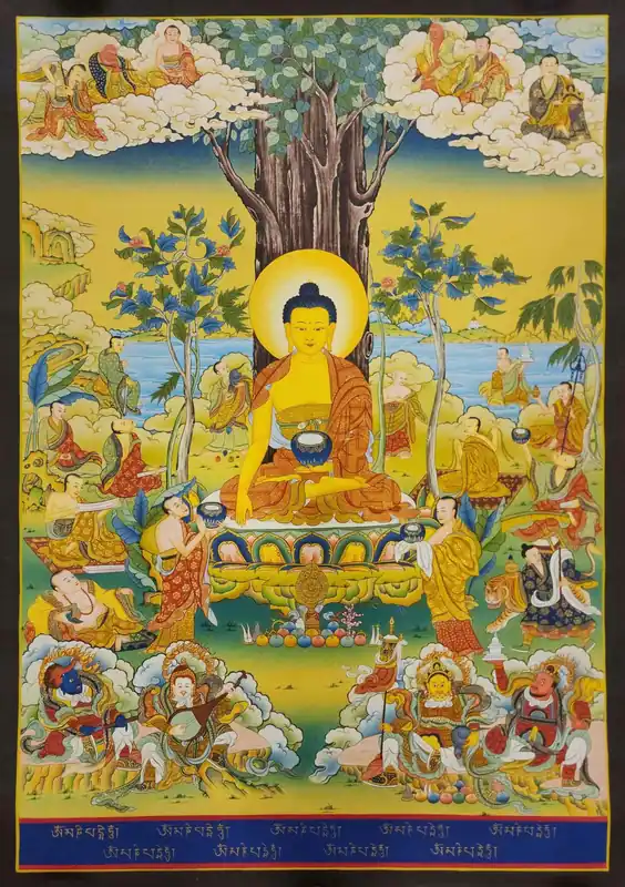 Thangka de Shakyamuni Bouddha sur toile de coton
