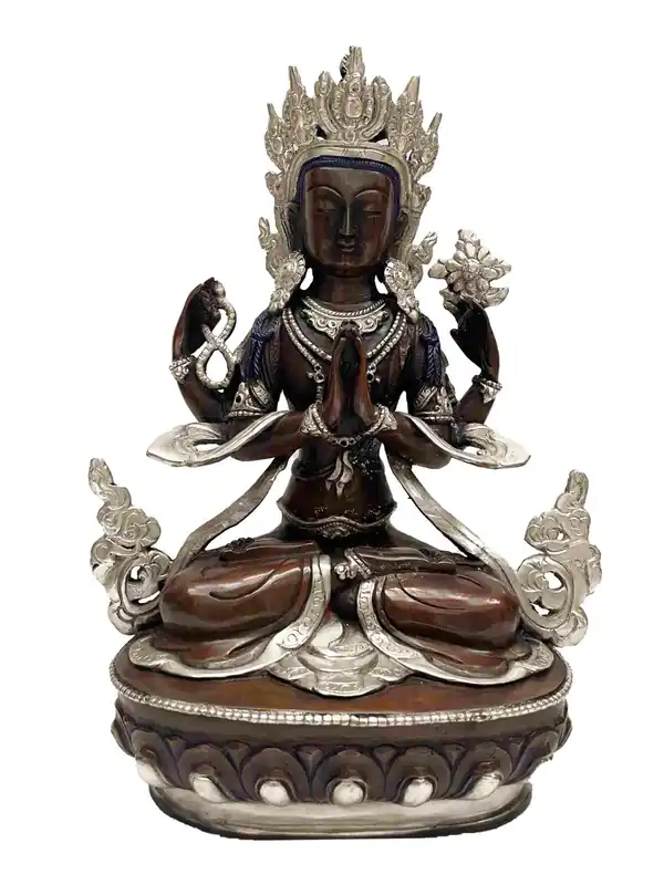 Statue rituelle de Chenrezig de 32 cm