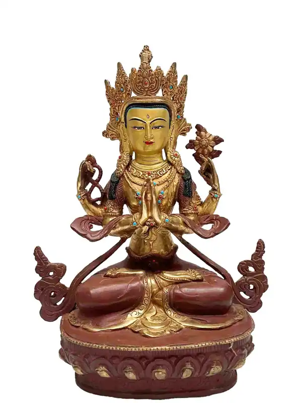 Statue traditionnelle de Chenrezig de 35 cm