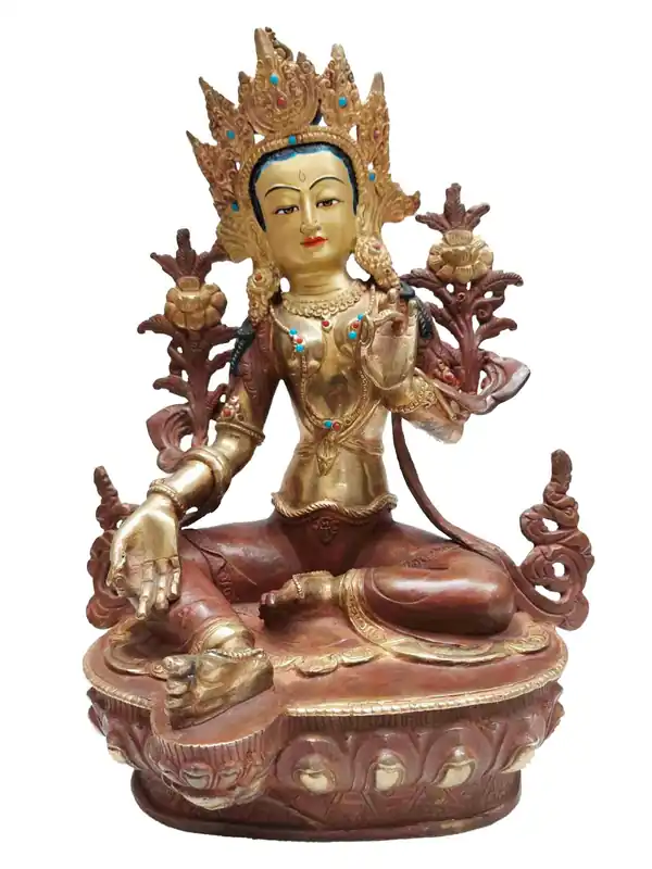 Statue traditionnelle de la Tara verte – Déesse bouddhiste de la compassion