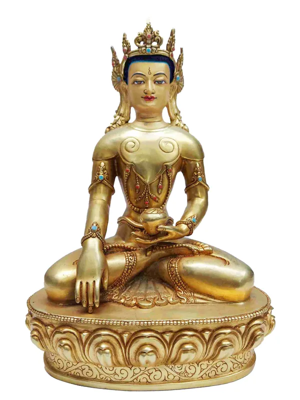 Statue couronnée du Bouddha Shakyamuni du Népal