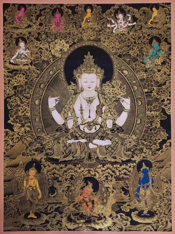 Art thangka rituel de Chenrezig
