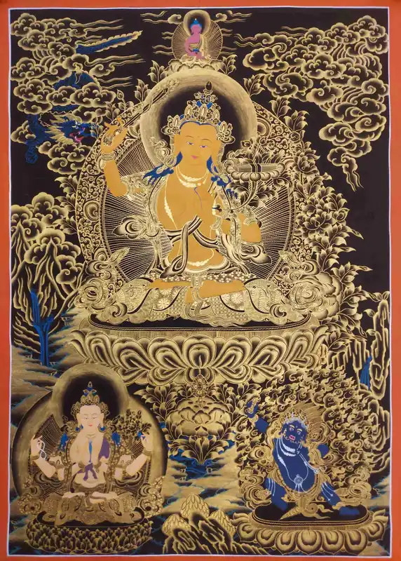 Manjushri avec l’art thangka du Bouddha Amitabha