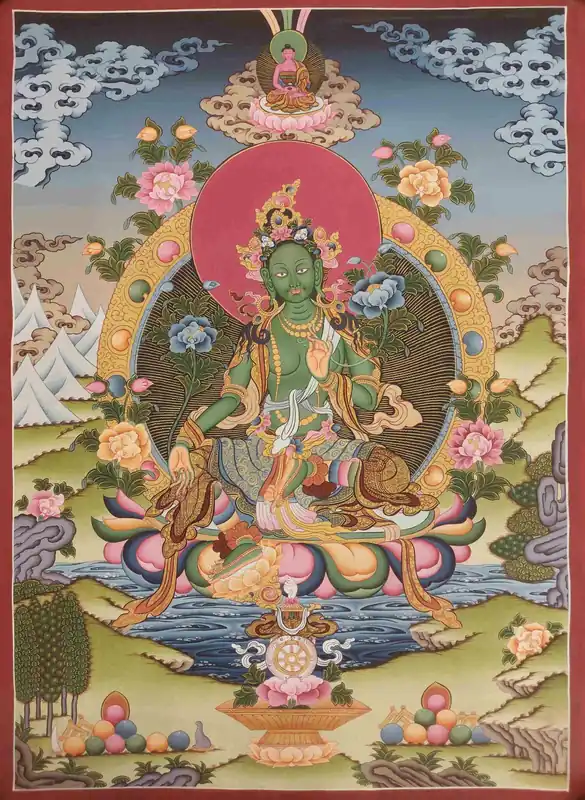 Art thangka tibétain de la Tara verte du Népal