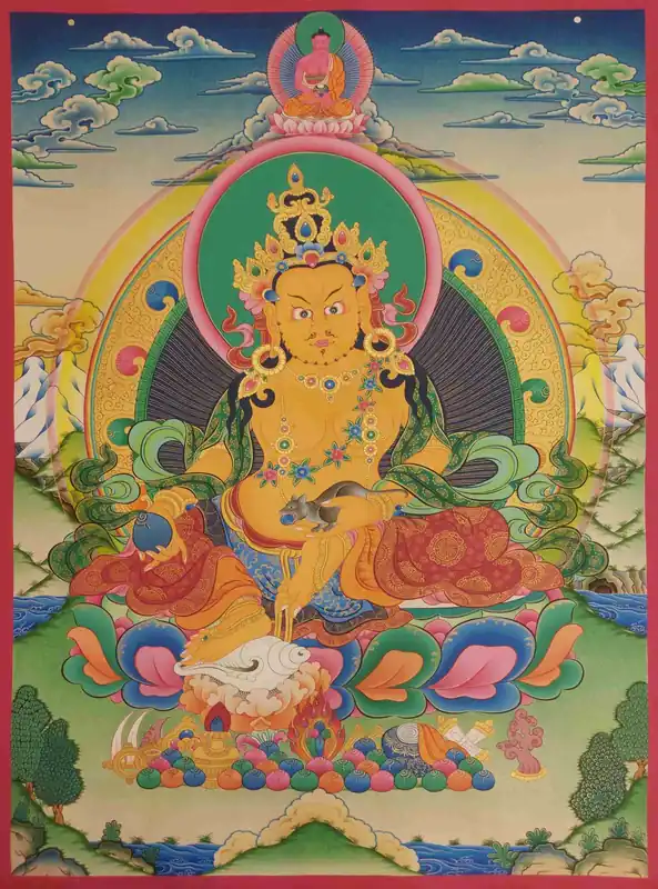 Peinture de Jambhala jaune du Népal