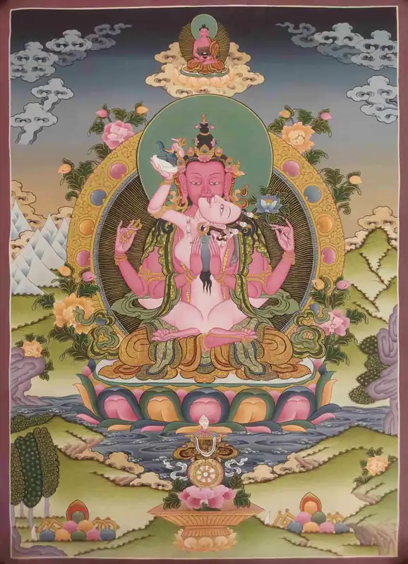 Thangka tibétain de Vajrasattva provenant du Népal