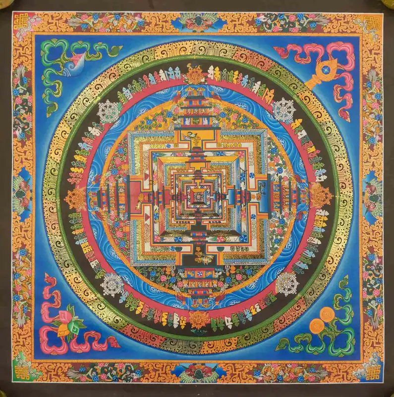 44 cm Kalachakra mandala d’art traditionnel
