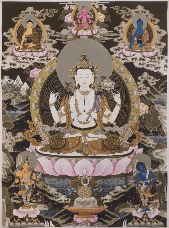 Chenrezig avec Medicine Buddha Thangka art
