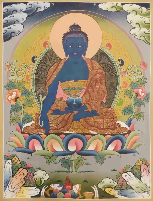 Art thangka du Bouddha de médecine du Népal