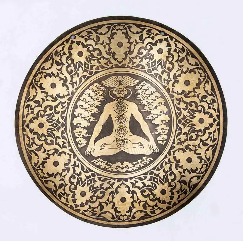 Gong de 60 cm avec les 7 chakras sculptés