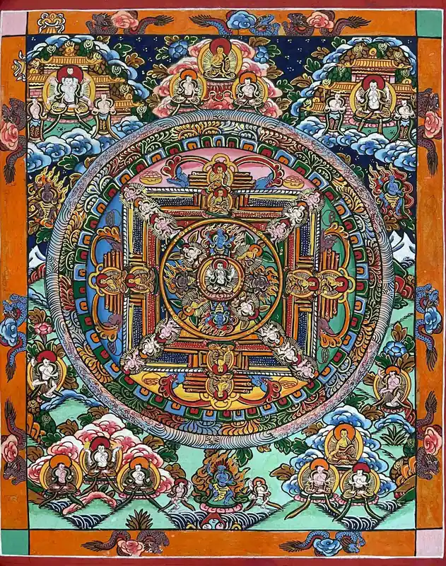 Mandala de Shakyamuni Buddha dans une thangka