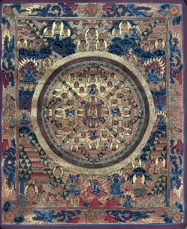 Art traditionnel du mandala de Shakyamuni Bouddha