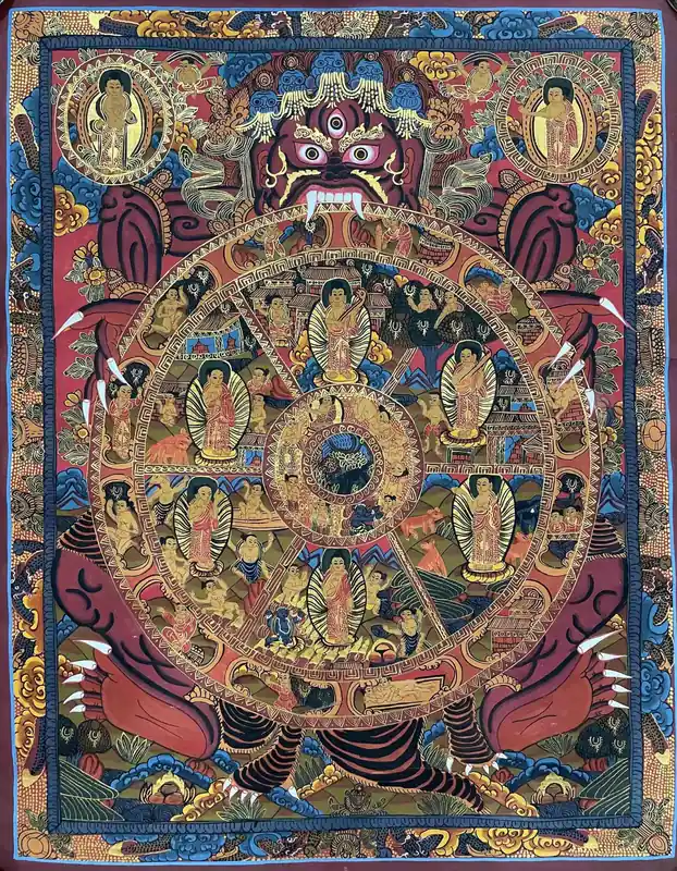 Roue de la vie thangka tibétaine