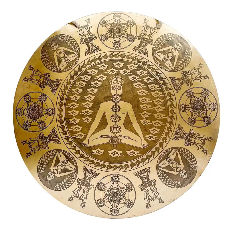 Gong sculpté de 40 cm, Yogi, provenant du Népal.