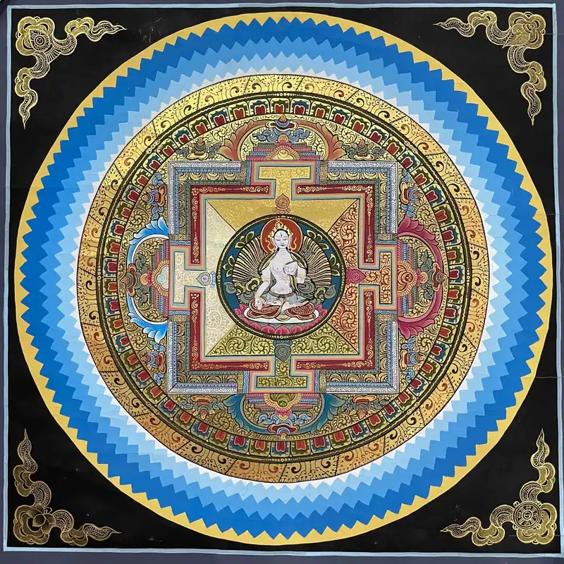 La mandala d’art traditionnel de la Tara Blanche