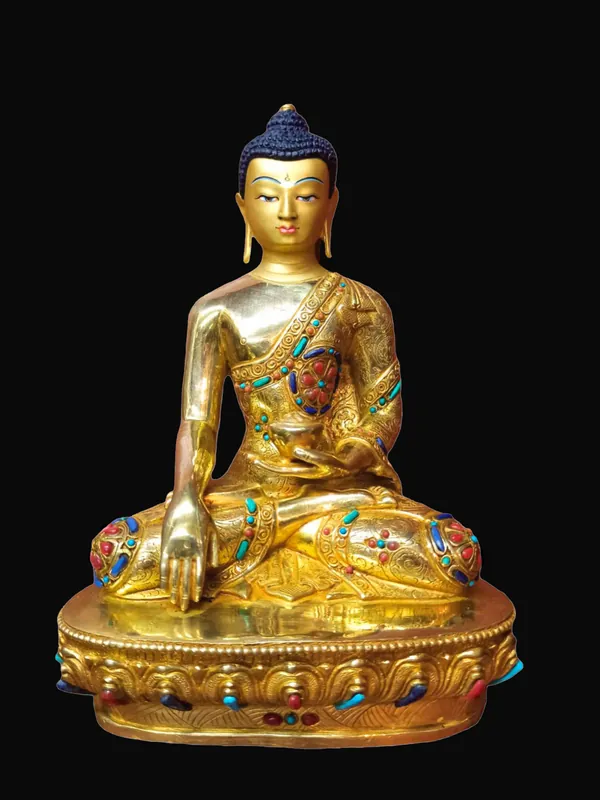 Statue tibétaine de Shakyamuni Bouddha provenant du Népal