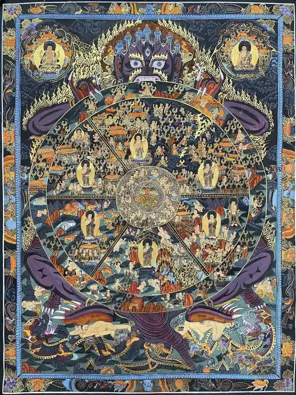 Roue du samsara – Thangka tibétain