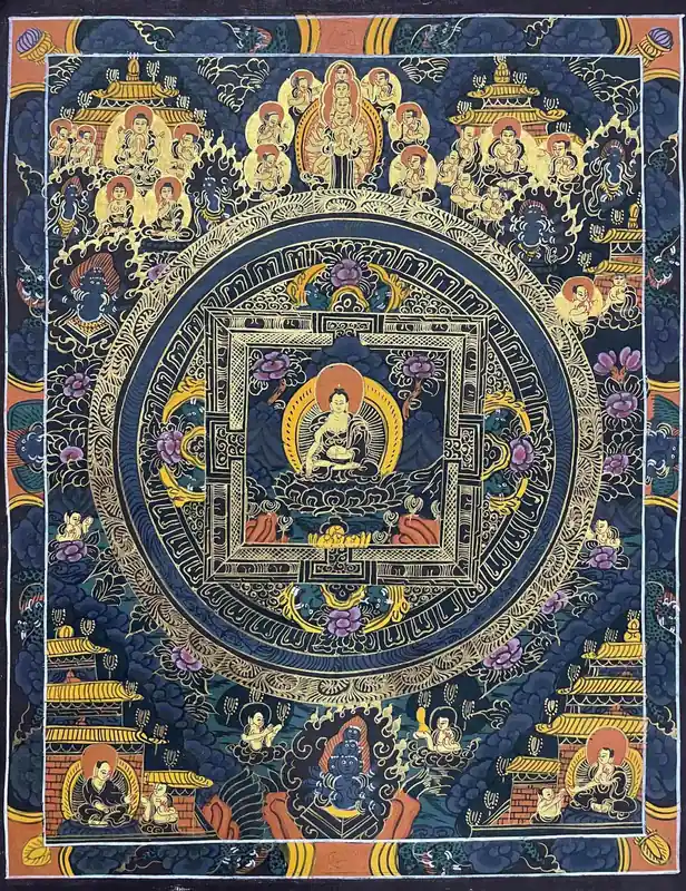 Art mandala tibétain du Bouddha Shakyamuni