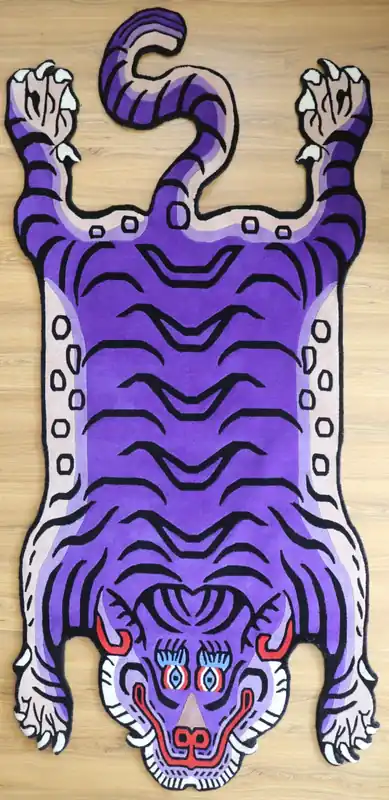 Grand tapis tibétain de tigre pourpre