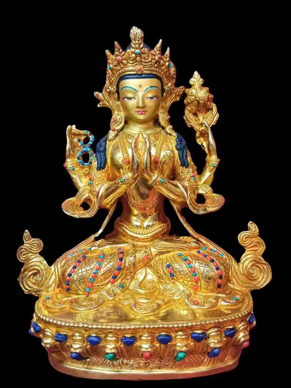 Statue traditionnelle de Chenrezig de 24 cm