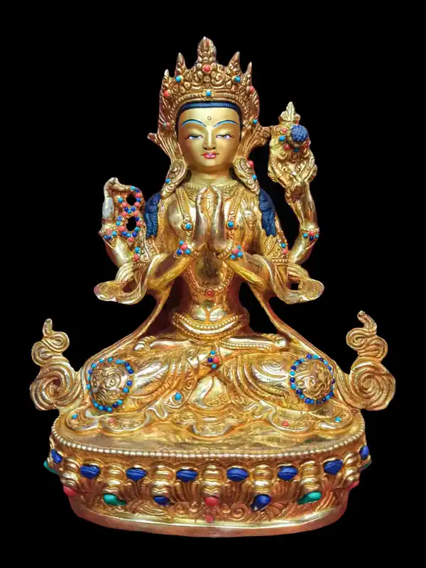 Statue tibétaine de Chenrezig de 24 cm