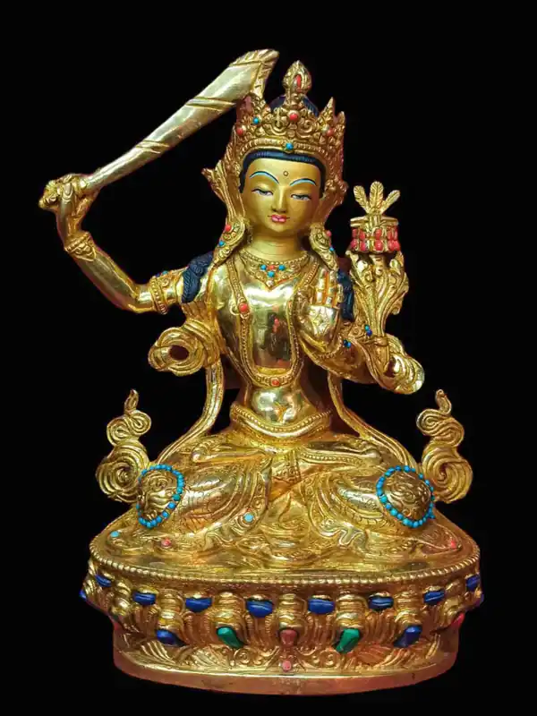 Statue tibétaine de Manjushri de 24 cm